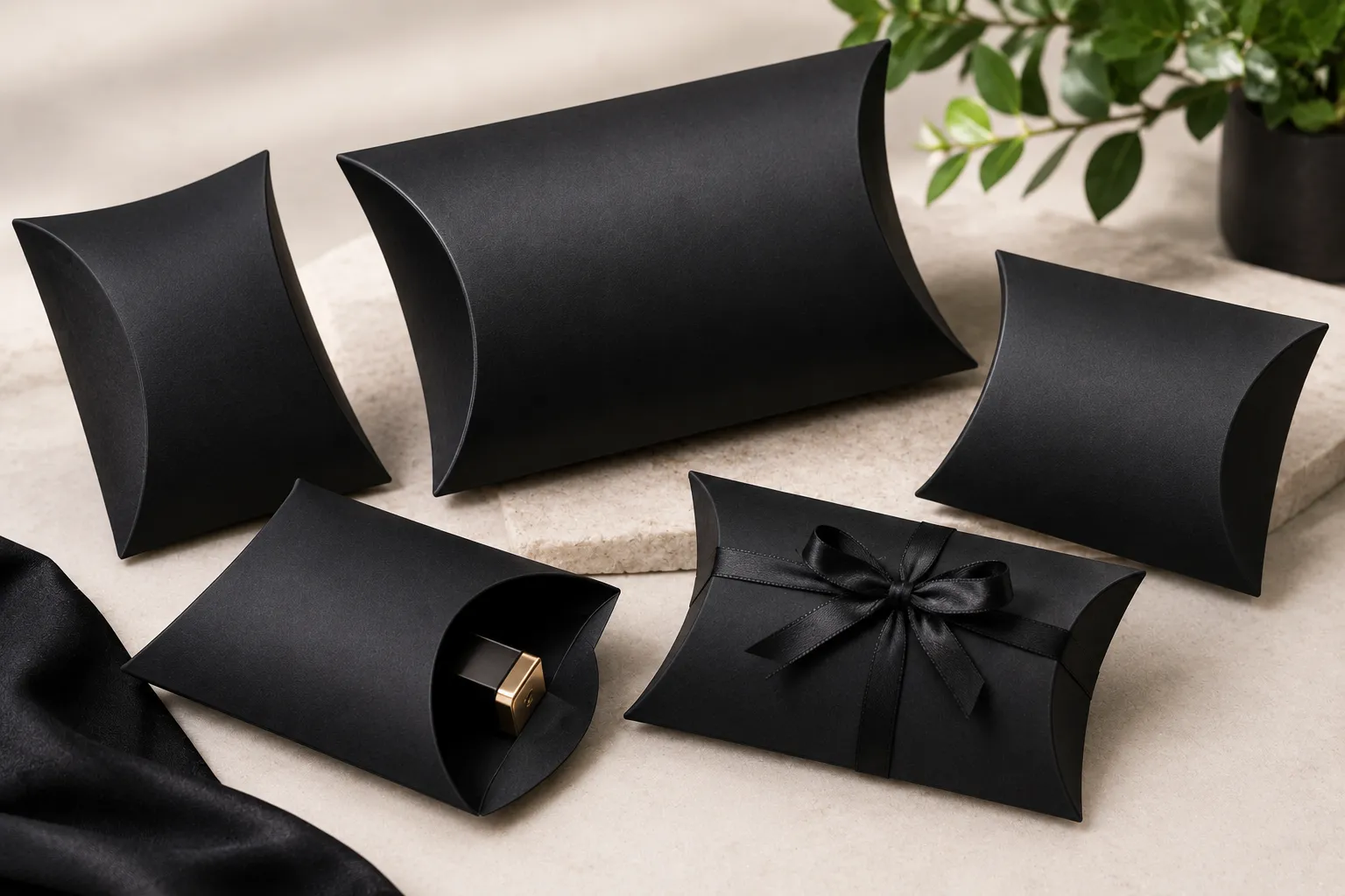 Black Pillow Boxes for Modern Product Packaging